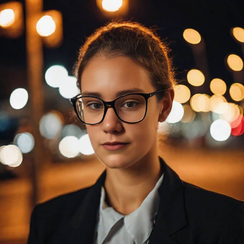 una mujer con gafas y traje